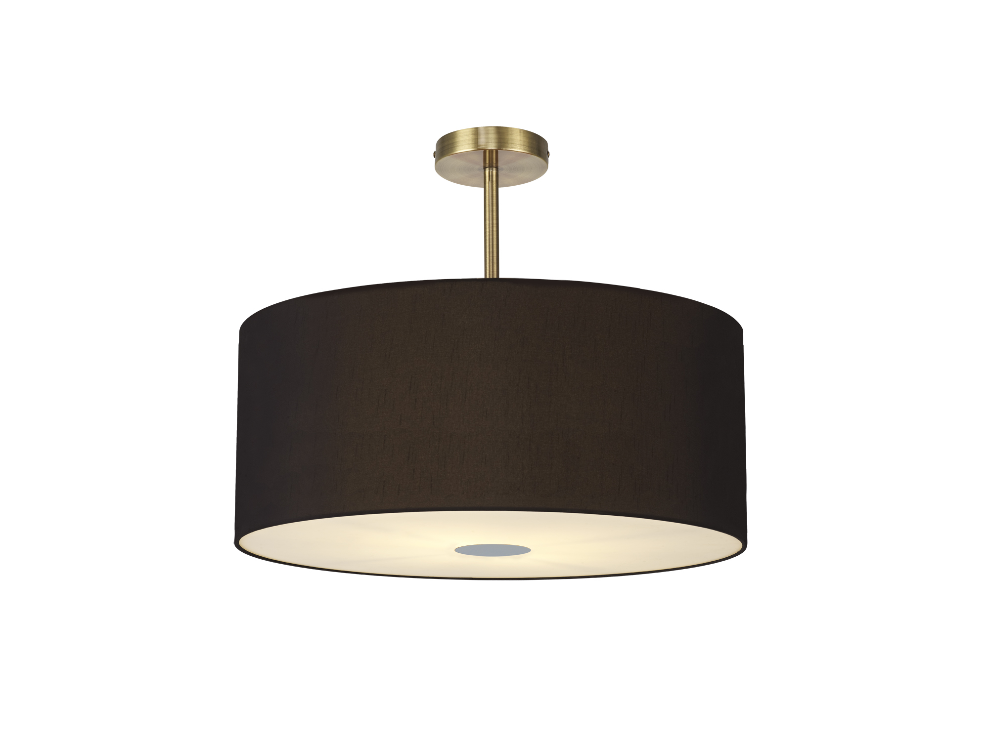 DK0507  Baymont 60cm Semi Flush Flush 5 Light Antique Brass, Midnight Black/Green Olive, Frosted Diffuser